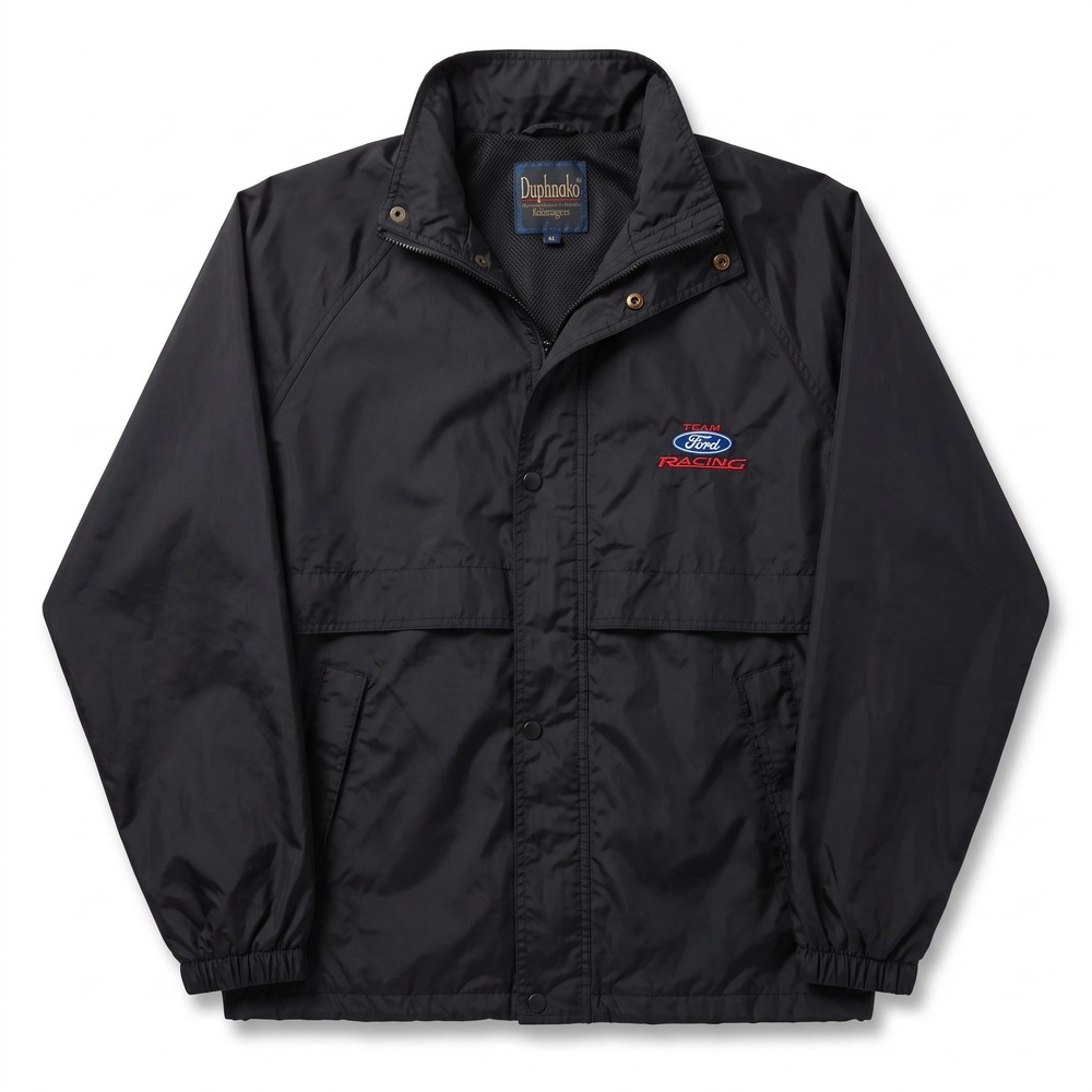 Dunbrooke Ford Racing Jacket Mens XL Black Excellent Embroidered Windbreaker
